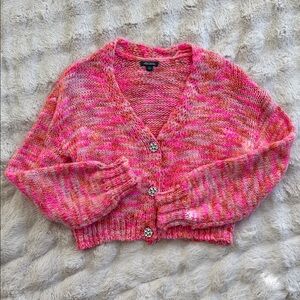 Pink Cropped Knit Women's Sweater